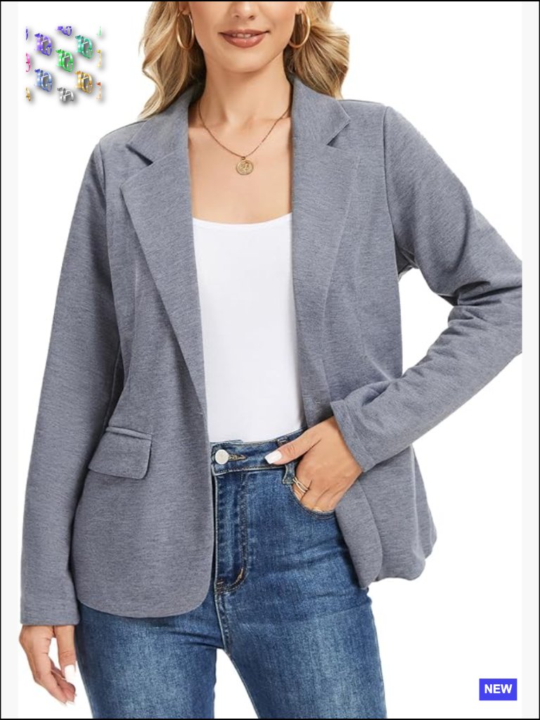 Jersey Knit Blazer Long Sleeve Notch Lapel Button Front Casual Work Office